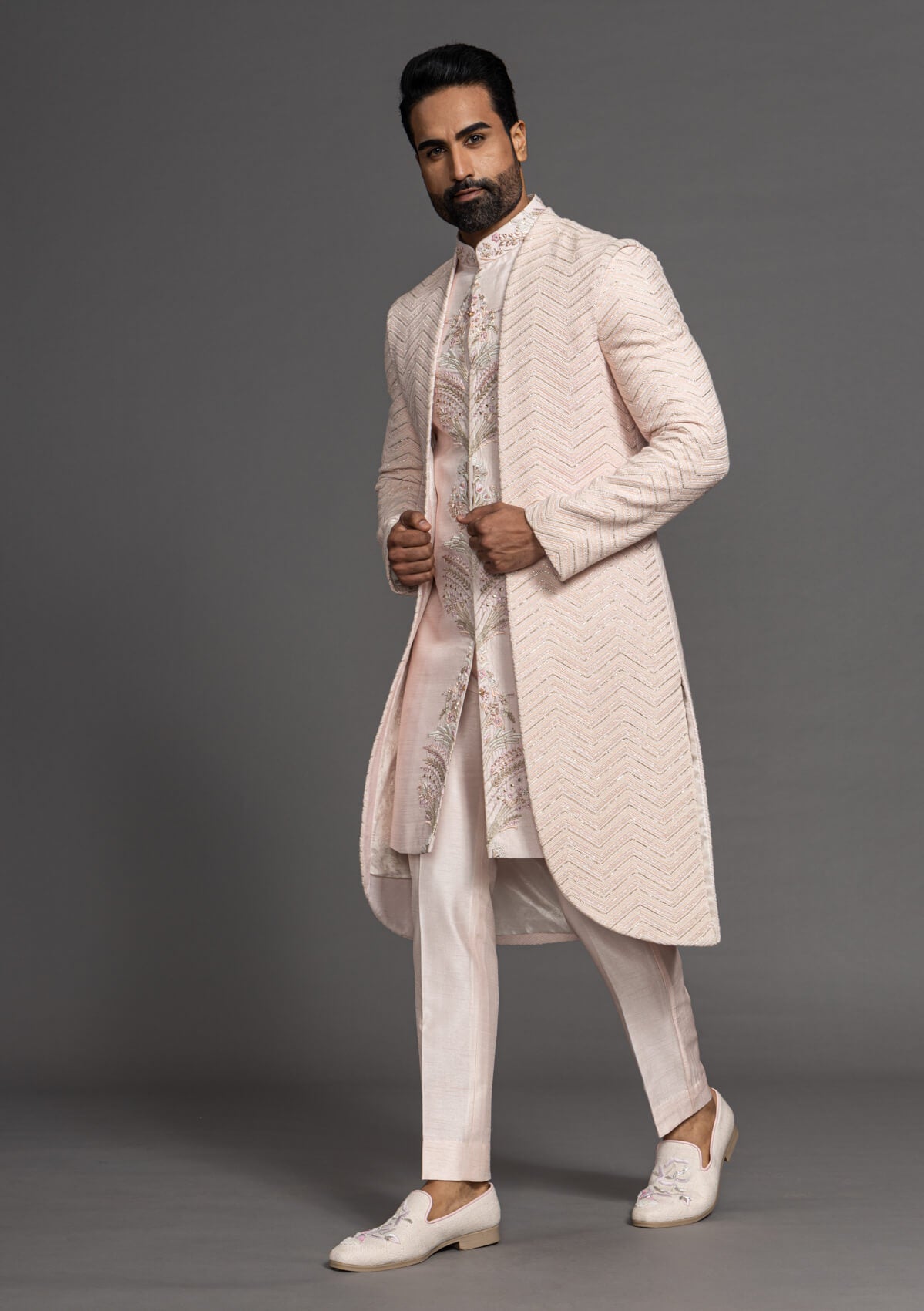 Stylish fusion attire blending Indian and Western fashion elements